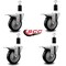Service Caster 4'' Black Poly Swivel 1-3/8'' Expanding Stem Caster Set Total Lock Brake, 4PK SCC-EXTTL20S414-PPUB-BLK-138-4 - alternate 4